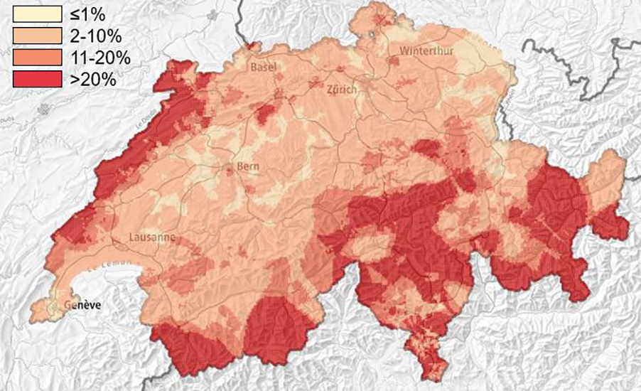 carte radon en suisse